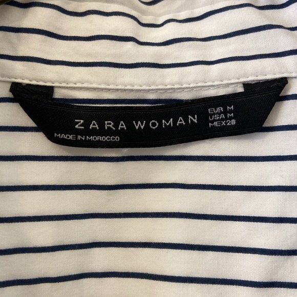 ZARA WOMAN Color-block Striped Paisley Button Down Shirt Size Medium - Picture 6 of 6